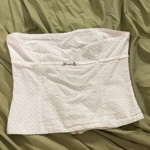 Lioness White Strapless Textured Tube Top